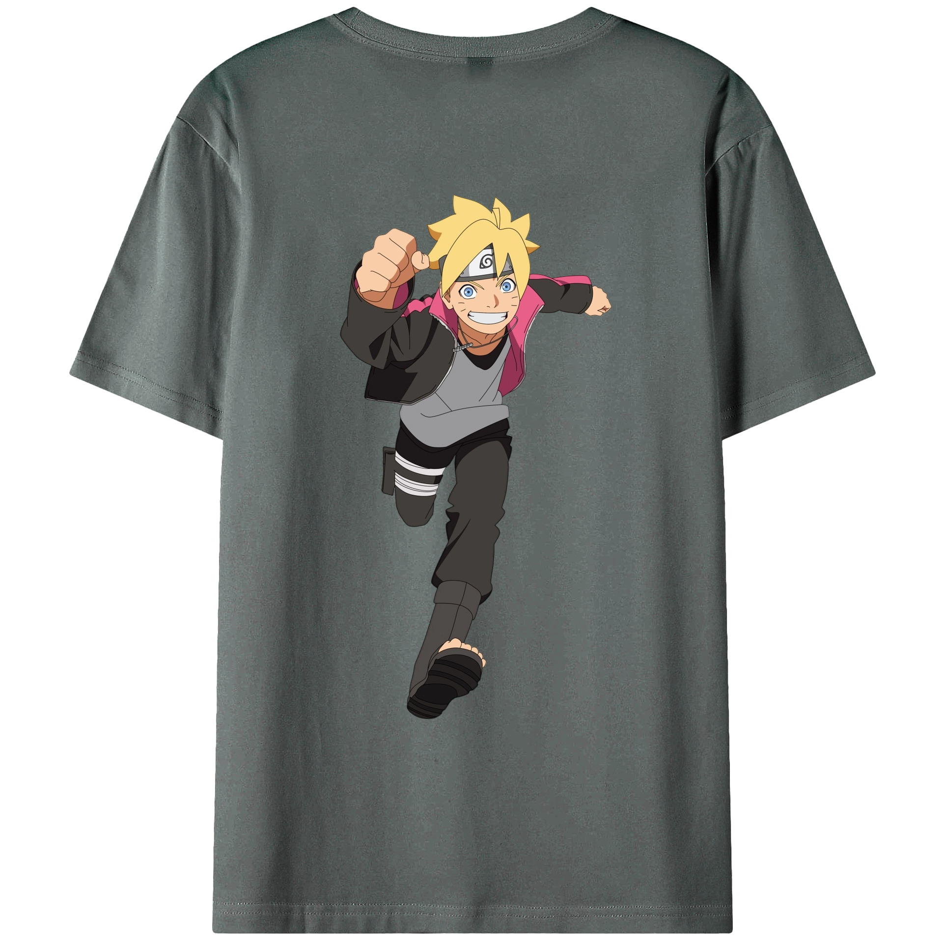（画像用） NARUTO -ナルト- うずまき ボルト Uzumaki Boruto 綿100％ メンズ半袖Tシャツ（バックプリント） 通気性